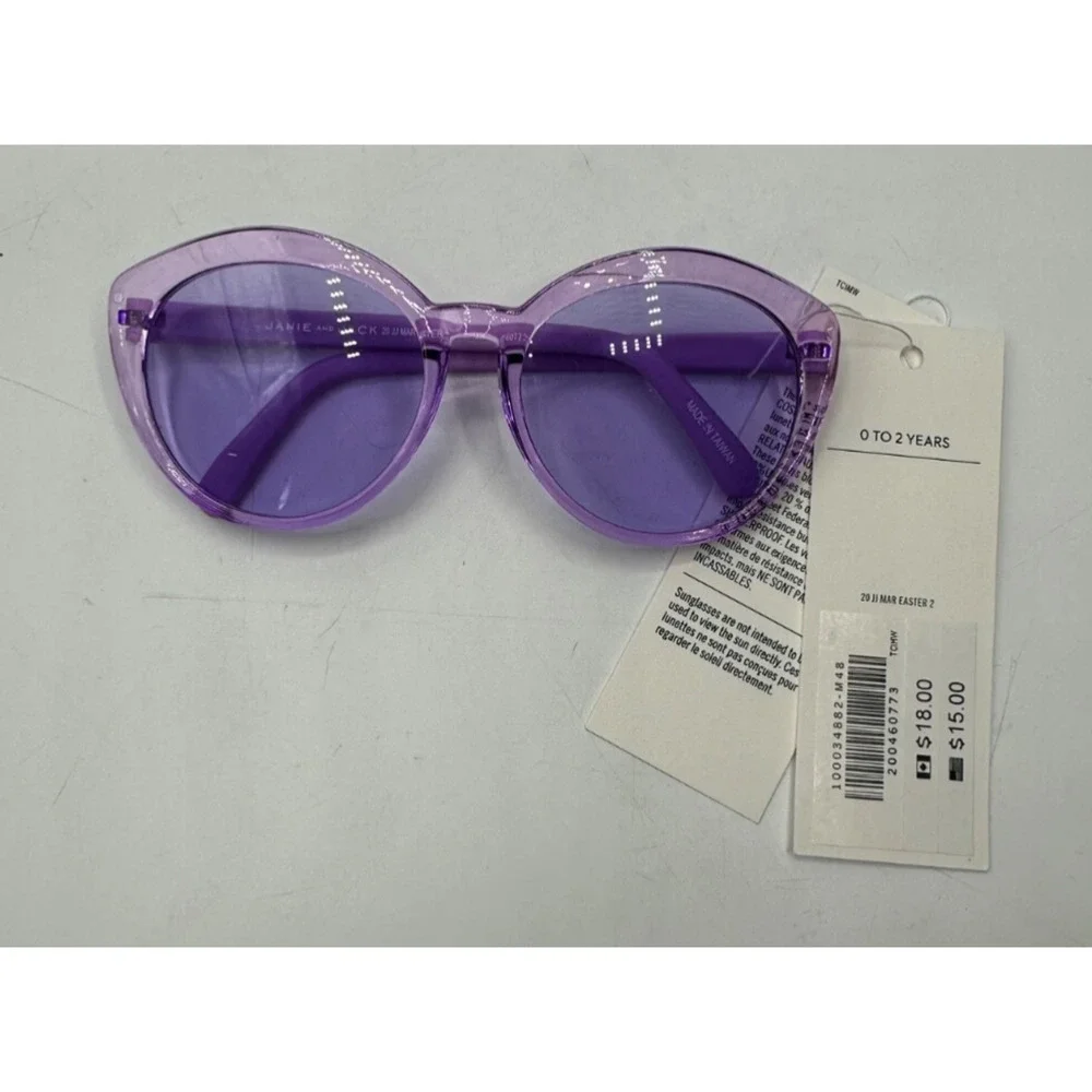 NWT Janie And Jack Round Sunglasses 0-2 Yr Lavender Tinted UV Lenses Casual A42